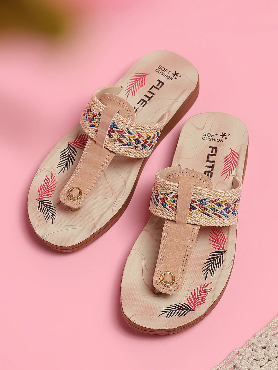 FLITE Women Slippers (Beige , 8)
